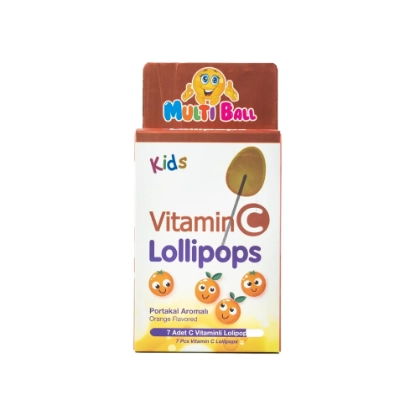 Multiball Vitamin C Lollipops 7 Pcs Orange Flavored 